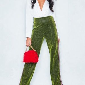 Shelby Green Glitter Stripe Trousers